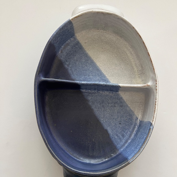 GENE BRENNER  Studio Art Pottery Divided Baking/Serving Dish Signed Vintage - Picture 3 of 10